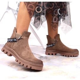 Chelsea-Stiefel aus Wildleder für Damen auf einer braunen Plattform Potocki 6
