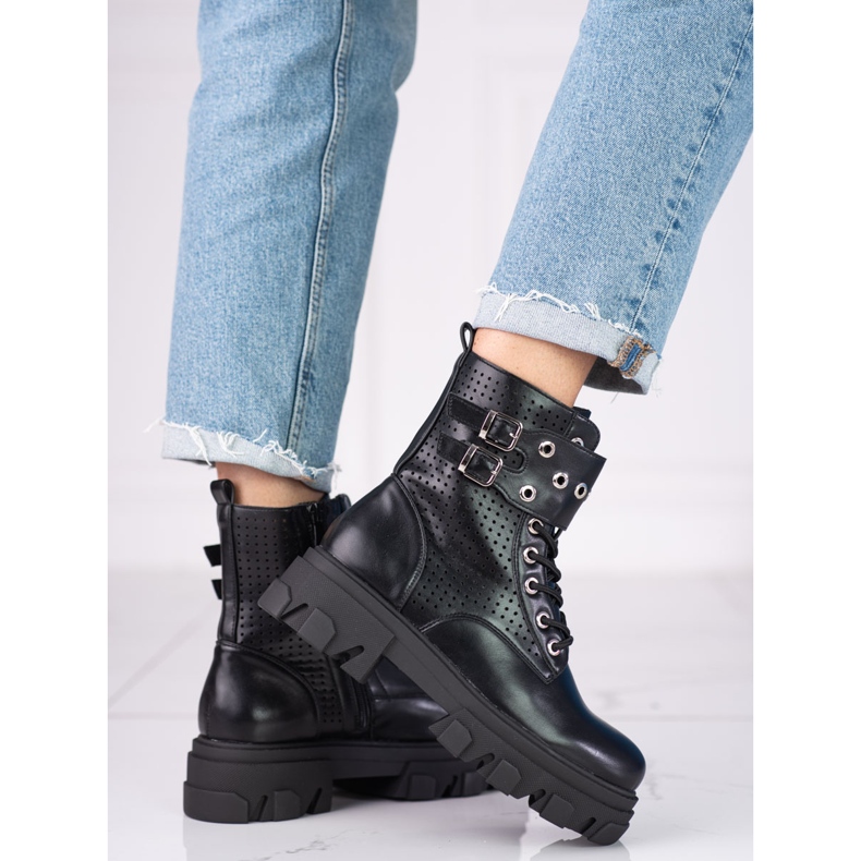 Durchbrochene Damentaschen auf der Shelovet-Plattform schwarz 2