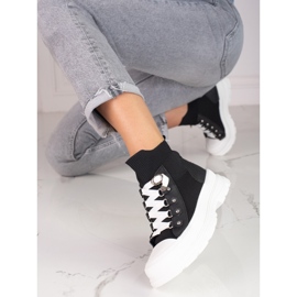 Schwarze Damensneaker mit hohem Shelovet-Obermaterial 1