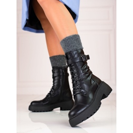 Hohe schwarze Damentaschen mit Shelovet-Schnürung 1