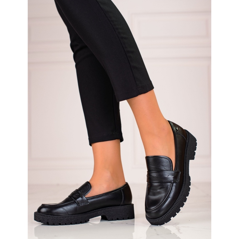 W. Potocki Klassischer Damen-Mokassin auf dicker Potocki-Sohle schwarz 1