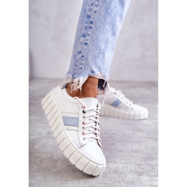 Damen Sport Lederschuhe gebunden weiß und blau Ariva 2