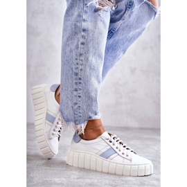 Damen Sport Lederschuhe gebunden weiß und blau Ariva 1