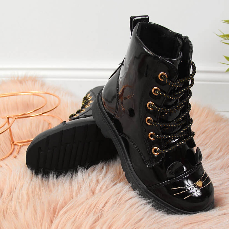 Schwarze Miss❤E isolierte Stiefel mit Ohren für Mädchen 1