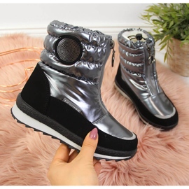 BM Schneestiefel für Mädchen wasserdicht silber Miss schwarz 1