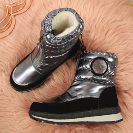BM Schneestiefel für Mädchen wasserdicht silber Miss schwarz 2
