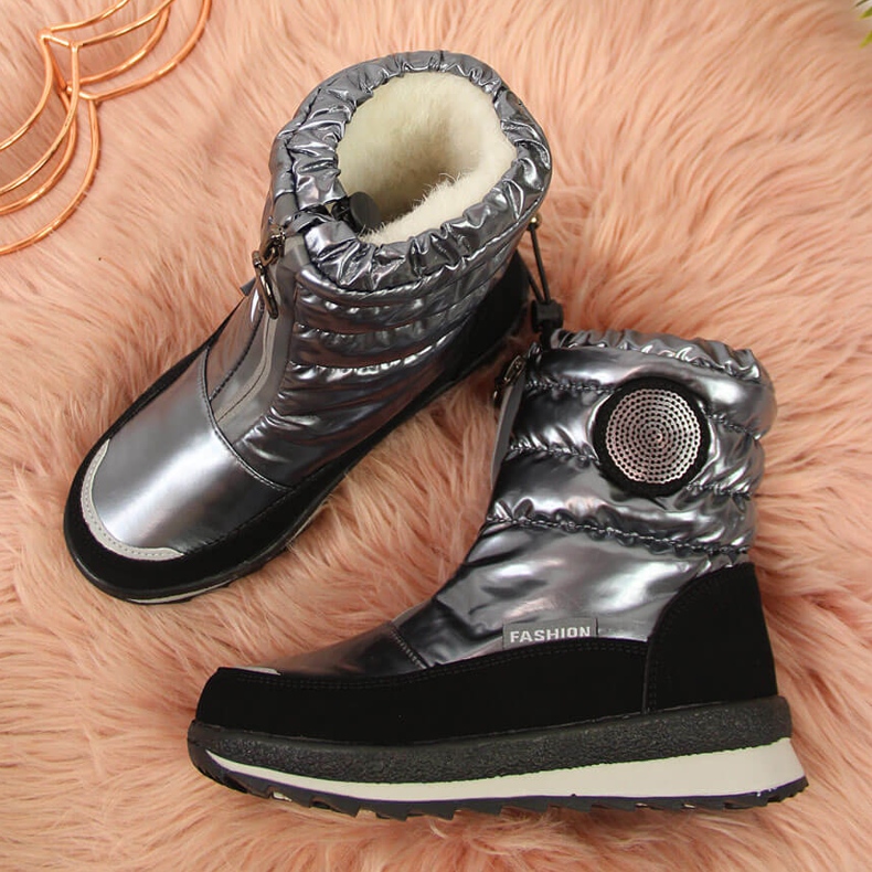 BM Schneestiefel für Mädchen wasserdicht silber Miss schwarz 2