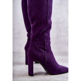 FG2 Damenstiefel auf Ferse bis zum Knie Violett Wirklich Liebe lila 2