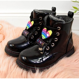 Schwarze Stiefel für Mädchen isoliert Jr EVE318A weiß 2