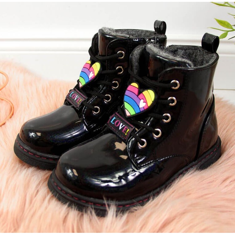 Schwarze Stiefel für Mädchen isoliert Jr EVE318A weiß 2