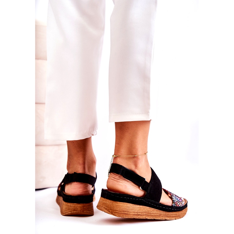 Leder Damen Sandalen Maciejka 04142-20 Schwarz mehrfarbig 3