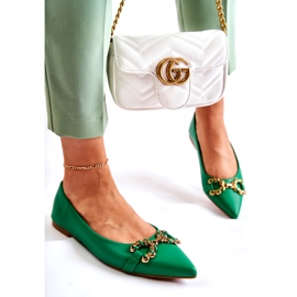 WS1 Ballerinas für Damen in Spitz mit grüner Carlos-Verzierung 1