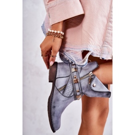 PG1 Hohe Damenstiefel mit blauen Alisa-Verzierungen 5