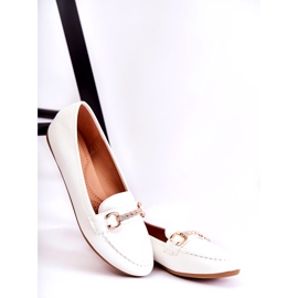Damen-Ledermokassins mit Verzierung, Weiß 4