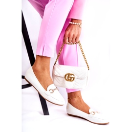 Damen-Ledermokassins mit Verzierung, Weiß 2