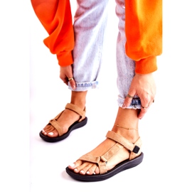 PM1 Damen Wildleder Sportsandalen dunkelbeige Harris 2