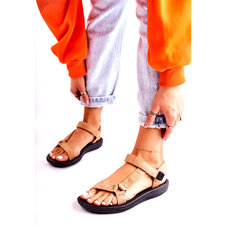 PM1 Damen Wildleder Sportsandalen dunkelbeige Harris 2