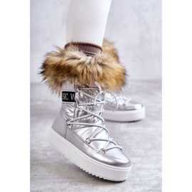 Damen-Schnür-Schneestiefel in Silber Santero 1
