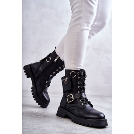 Öko-Leder-Stiefel mit flachem Absatz Schwarz Marlis 2