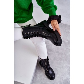 Öko-Leder-Stiefel mit flachem Absatz Schwarz Marlis 6