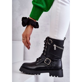 Öko-Leder-Stiefel mit flachem Absatz Schwarz Marlis 7
