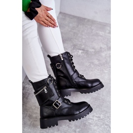 Öko-Leder-Stiefel mit flachem Absatz Schwarz Marlis 5