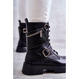 Öko-Leder-Stiefel mit flachem Absatz Schwarz Marlis 3