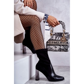 Wildleder hohe Stiefel auf High Heels Laura Messi 2527 Schwarz 1