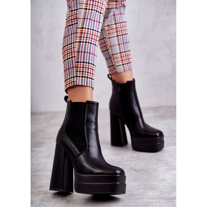Eco-Leder-Stiefel für Damen mit massivem Absatz Black Jones schwarz 1