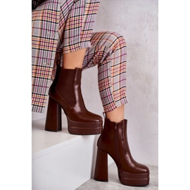 Eco-Leder-Stiefel für Damen mit massivem Absatz Brown Jones braun 1