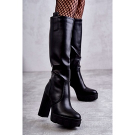 WS1 Modische Eco-Lederstiefel auf der schwarzen Isabell-Plattform 1