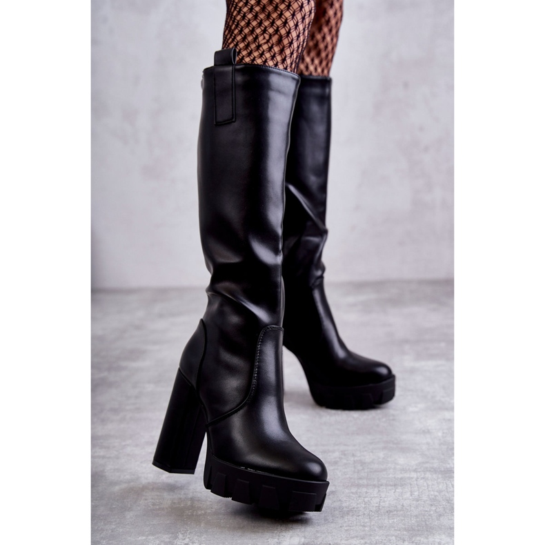 WS1 Modische Eco-Lederstiefel auf der schwarzen Isabell-Plattform 1