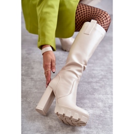 WS1 Modische Eco-Leder-Stiefel auf beiger Isabell-Plattform 2