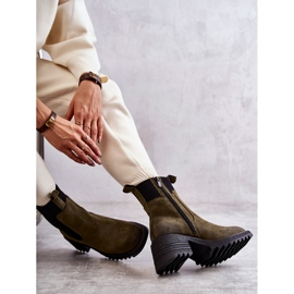 Grüne warme Damenstiefel auf High Heel Abella 2