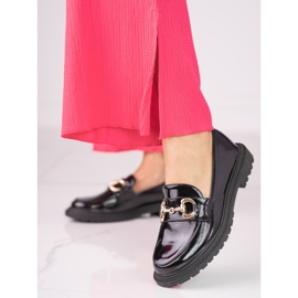 Schwarze Shelovet Damenschuhe aus lackiertem Öko-Leder 1