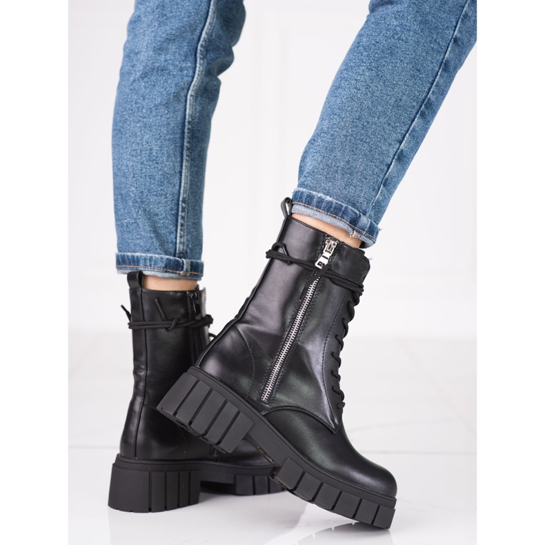 Shelovet Arbeiterinnen mit dekorativem Reißverschluss am Obermaterial schwarz 1