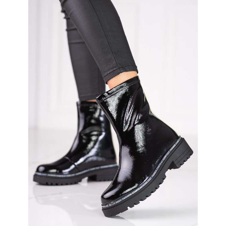 Damen-Lacklederstiefel von S. Barski schwarz 2