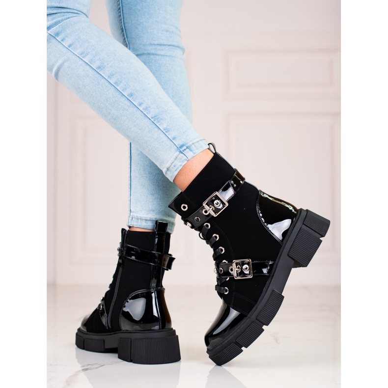 Schwarze Shelovet Damentaschen mit Schnallen 1