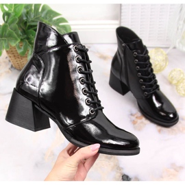 Schwarze Vinceza warme Damenstiefel mit dekorativen Absätzen 1