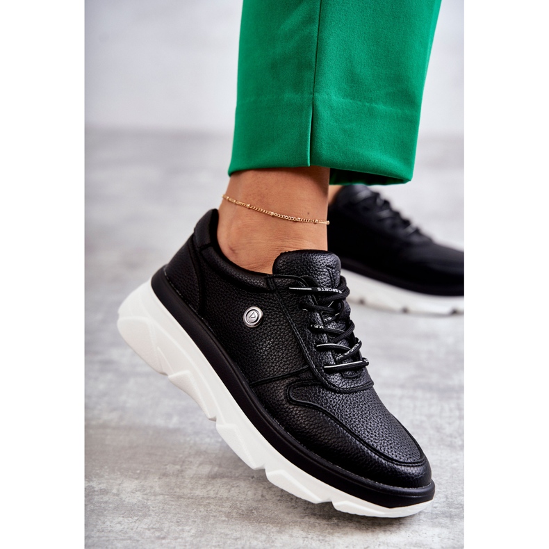 Vinceza Sportschuhe aus schwarzem Leder für Damen Camrose 2