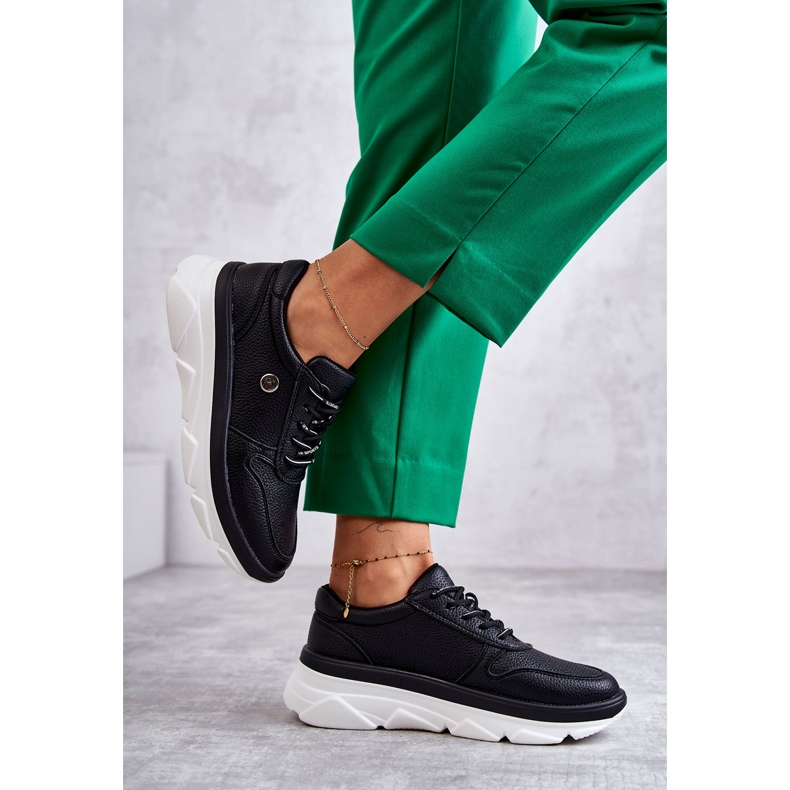 Vinceza Sportschuhe aus schwarzem Leder für Damen Camrose 1