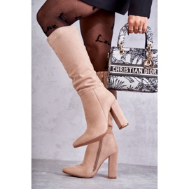 Klassische Wildleder-Absatzstiefel Dunkelbeige Tressa braun 2