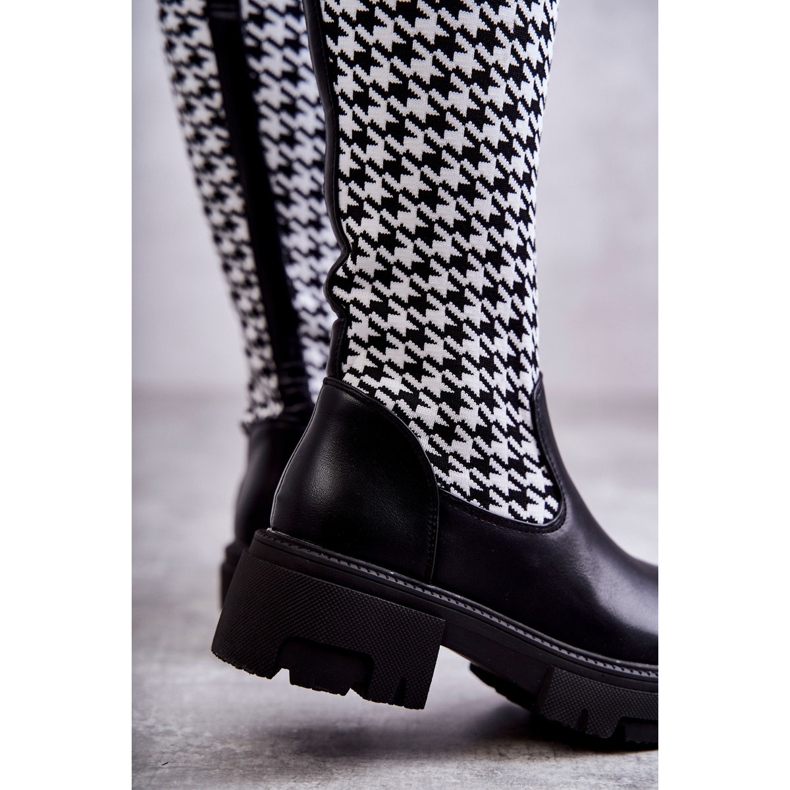 Damen Sock Boots Schwarz-Weiß Avira 2