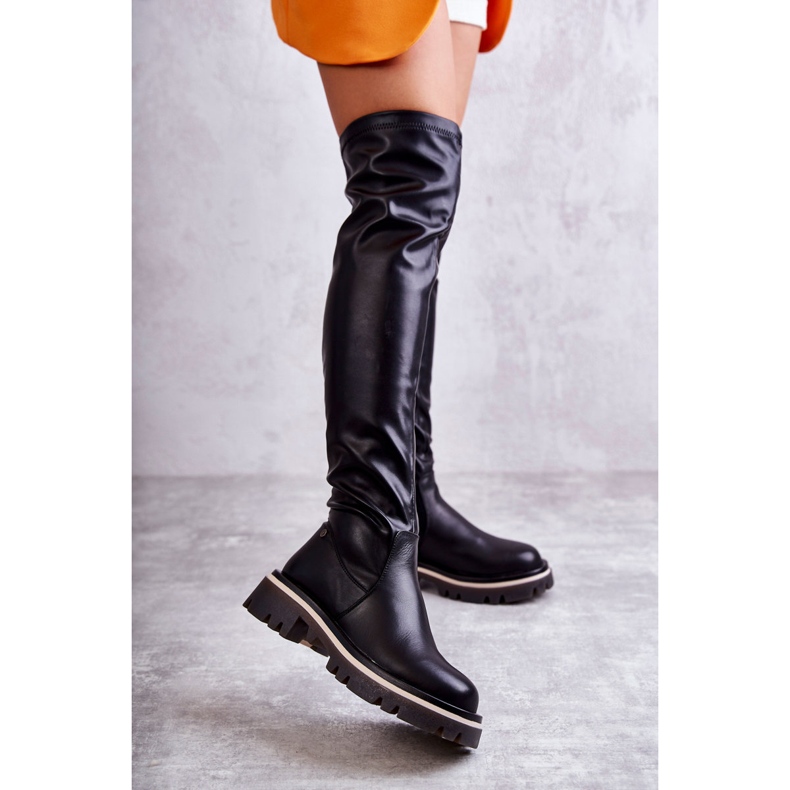 Lederstiefel über dem Knie GOE KK2N4024 Schwarz 1