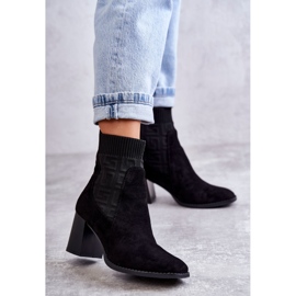 FE1 Damen Wildlederstiefel mit Socke Schwarz Montes 1