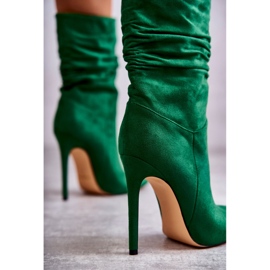 FS1 Geknitterte Damenstiefel Grüne Laguna 2