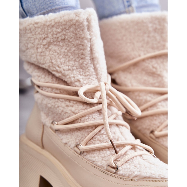 FS1 Damen-Schneestiefel mit Lammfell Beige Sanna braun 1