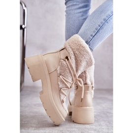 FS1 Damen-Schneestiefel mit Lammfell Beige Sanna braun 2