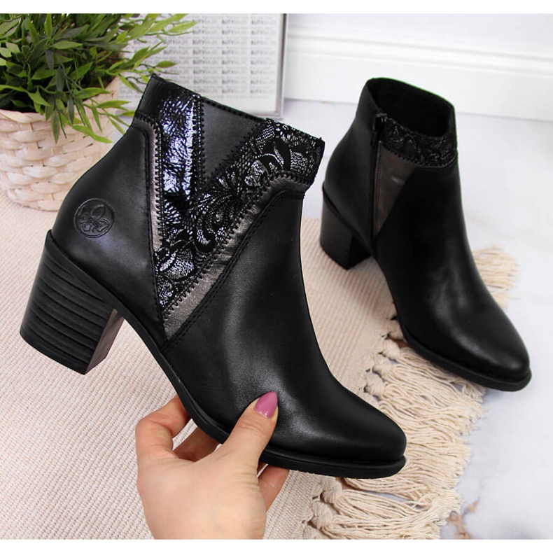 Damen Lederstiefel auf der Post schwarz Rieker Y2063-00 1