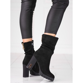 Shelovet-Wildlederstiefel für Damen auf hohem Pfosten schwarz 1